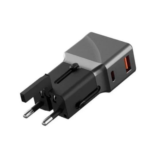 Energea Travelworld Adapter 25, 1A1C 25W - Gunmetal Black